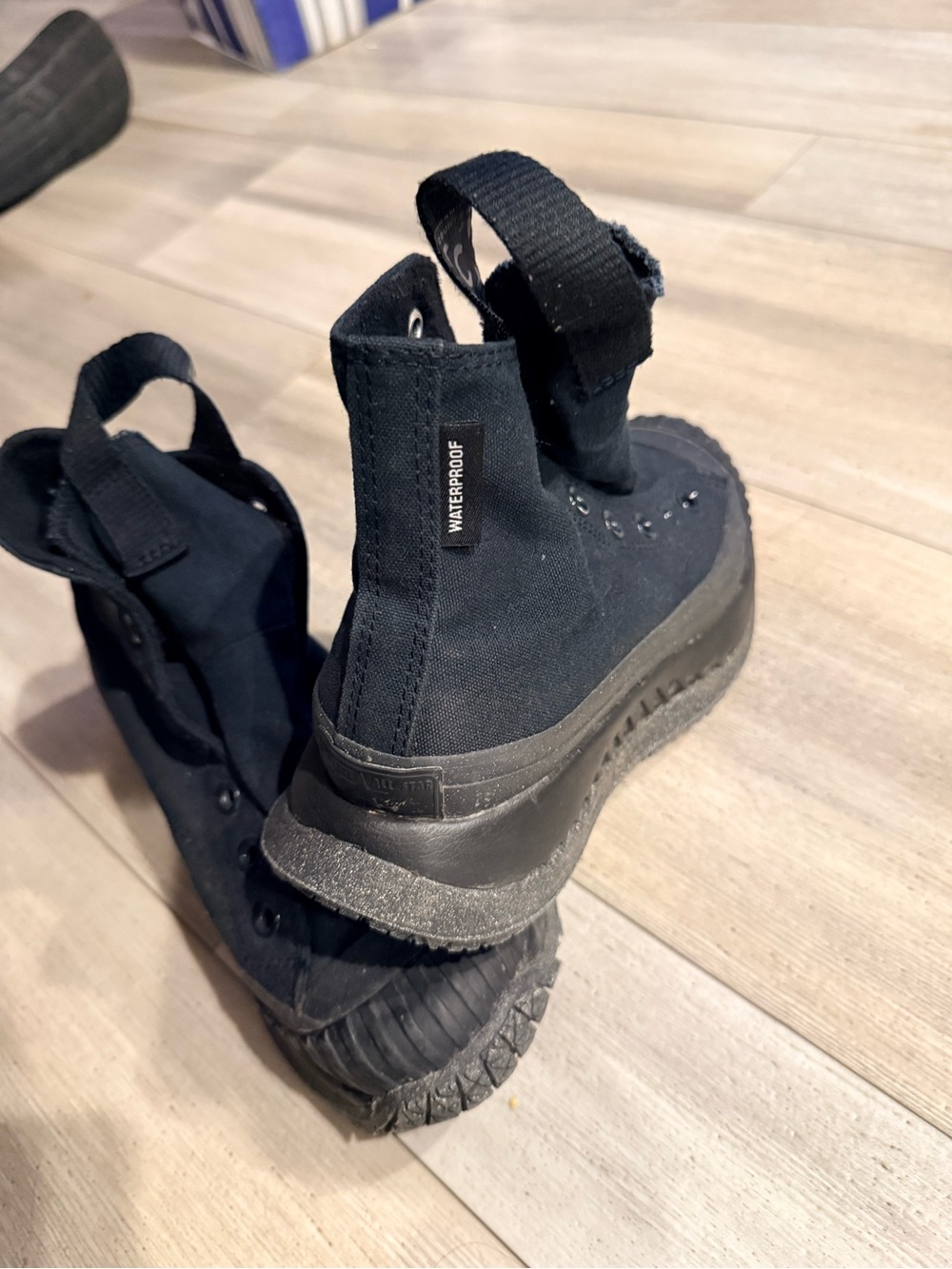 Kids Waterproof High-Top Black Canvas Boots